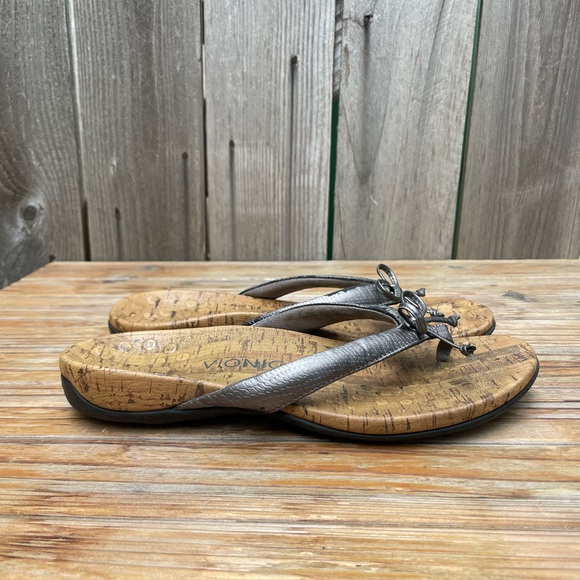 Vionic Bella Metallic Silver Thong Sandal Womens Size 8 - Picture 5 of 16